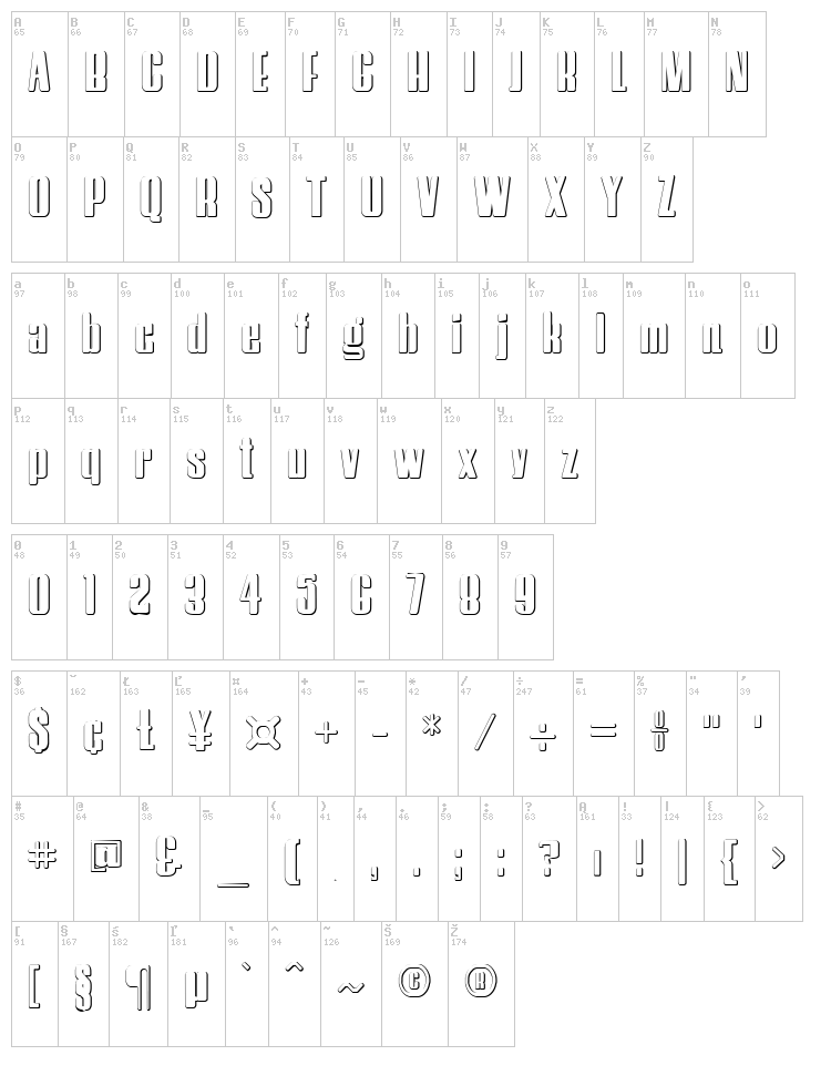 Hostil font map